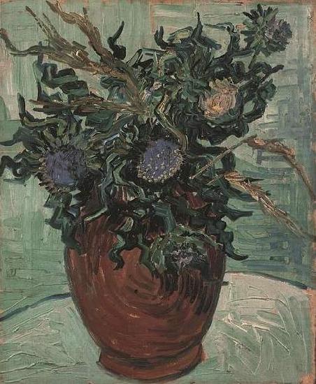Vincent Van Gogh Flower Vase with Thistles oil painting picture